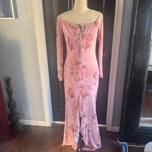 SHEIN Pink Floral Long Sleeve Dress